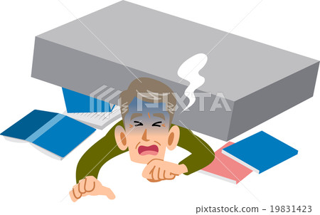 Elderly men under the bookshelf due to the earthquake 19831423