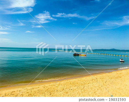 boat and banana boat near barrier 19831593