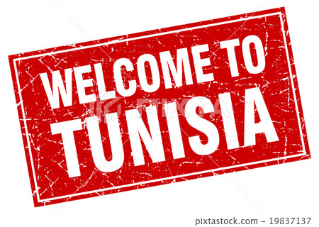 Tunisia red square grunge welcome to stamp - Stock Illustration ...