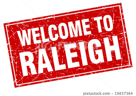 Raleigh red square grunge welcome to stamp 19837364
