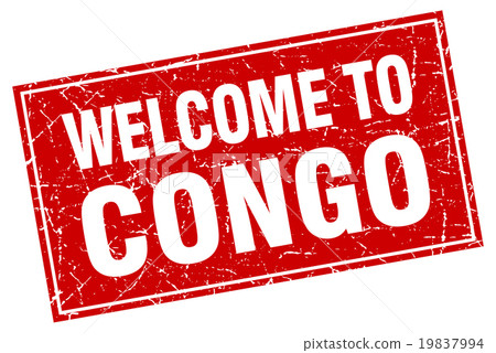 Congo red square grunge welcome to stamp 19837994