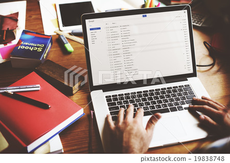 Businessman Using Laptop Working Thinking Concept 19838748