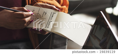 Woman Writing Notepad Notes SWOT Business Concept 19839119