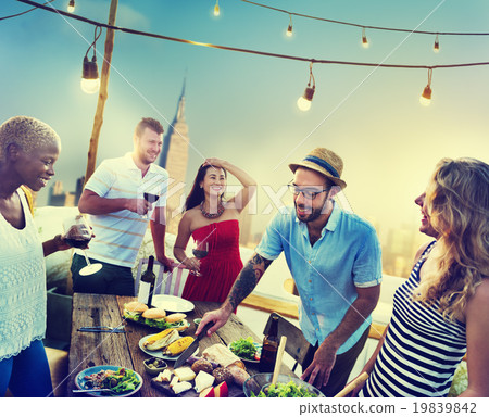 Diverse Summer Party RoofTop Fun Concept 19839842