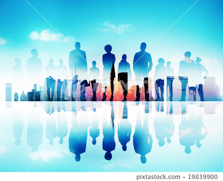 Back Lit Business People Corporate Cityscape Togetherness Concep 19839900