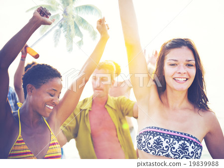 Group People Partying Tropical Beach Summer Drinking Concept Group People Partying Tropical Beach Summer Drinking Concept 19839988