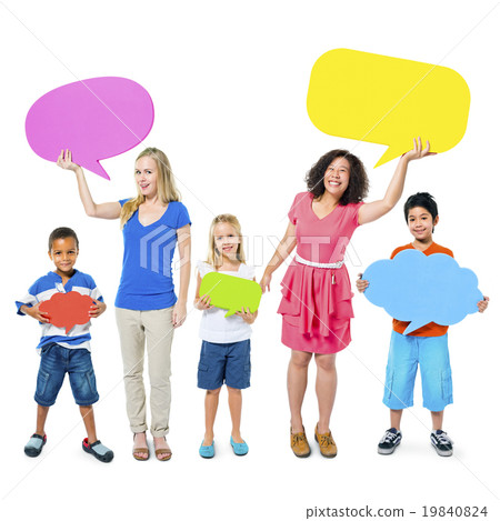 Diverse Group People Kids Holding Speech Bubbles Concept 19840824