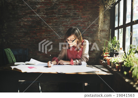 Architecture Woman Working Blue Print Workspace Concept Architecture Woman Working Blue Print Workspace Concept 19841563