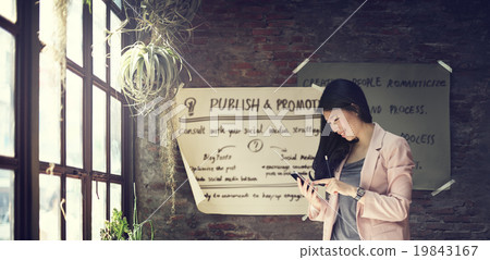 Businesswoman Holding Using Smart Phone Working Concept 19843167