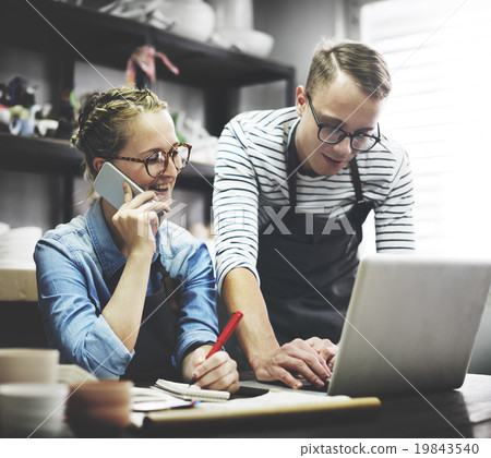 Craftsman Browsing Laptop Connection Technology Concept 19843540