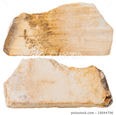 two pieces of Shale mineral stone isolated 19844796