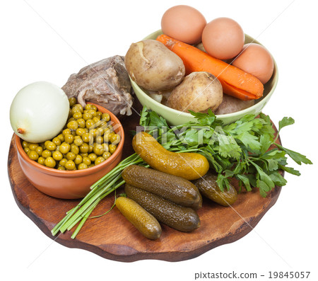 ingredients for russian salad (olivier) cooking ingredients for russian salad (olivier) cooking 19845057