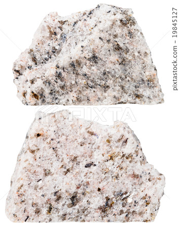 two pieces of Schist mineral stone isolated 19845127