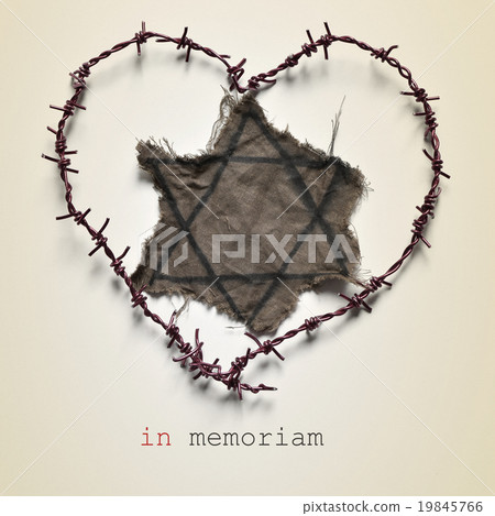 Jewish badge and text in memoriam 19845766