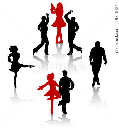 Dancers silhouette of national dance of Ireland 19846124