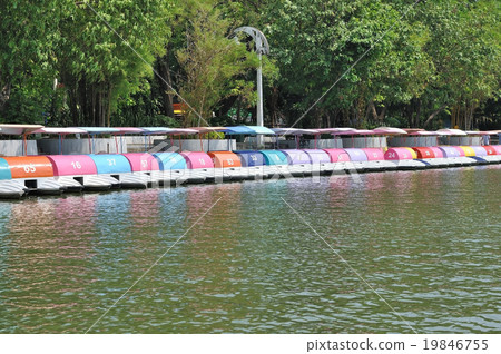 Many pedal boats with running number arrange Many pedal boats with running number arrange 19846755