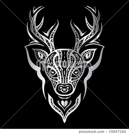 Deer head. Polynesian tattoo style 19847268