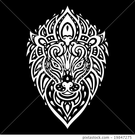 Lions head. Tribal pattern. 19847275