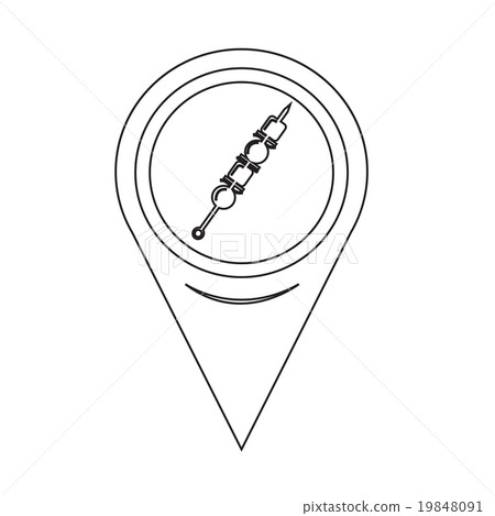 插图素材: map pin pointer shish kebab skewers icon