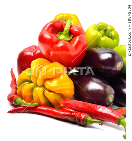 Sweet pepper, aubergine, chilli pepper Sweet pepper, aubergine, chilli pepper 19848804