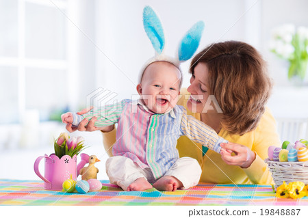 Stock Photo: Mother and child celebrating Easter at home