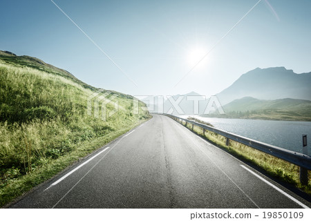 road by the sea, Lofoten island, Norway 19850109