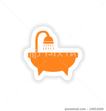 icon sticker realistic design on paper bathtub icon sticker realistic design on paper bathtub 19852689