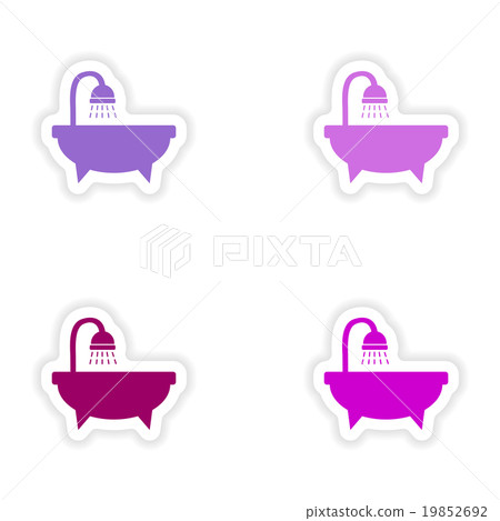 assembly realistic sticker design on paper bath assembly realistic sticker design on paper bath 19852692