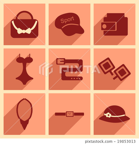 Set of flat icons with long shadow fashion 19853013