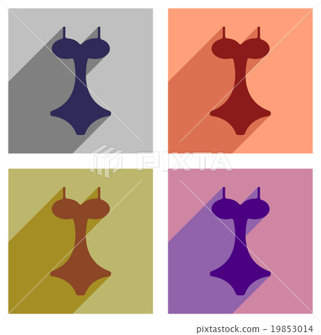 Set of flat icons with long shadow ladies swimsuit Set of flat icons with long shadow ladies swimsuit 19853014