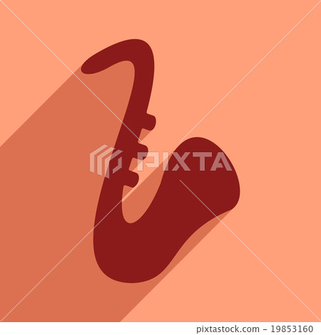 Flat icon with long shadow instrument saxophone Flat icon with long shadow instrument saxophone 19853160