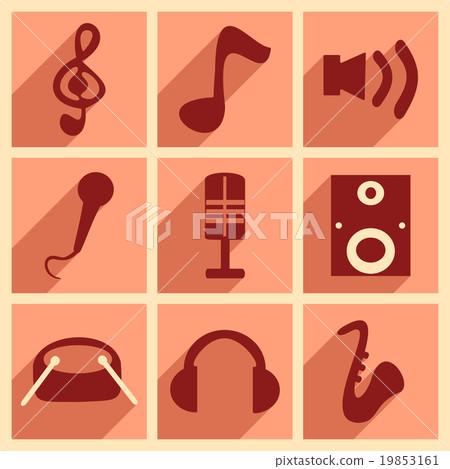 Set of flat icons with long shadow music Set of flat icons with long shadow music 19853161
