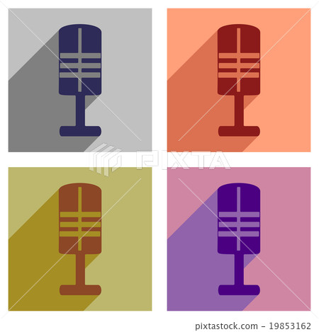 Set of flat icons with long shadow microphone 19853162