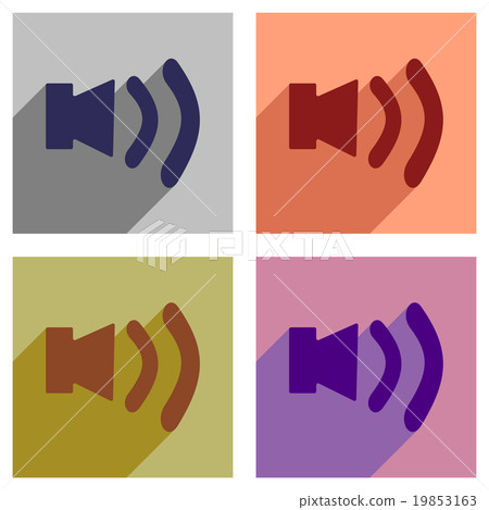 Set of flat icons with long shadow sign volume Set of flat icons with long shadow sign volume 19853163