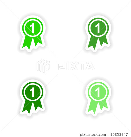 assembly realistic sticker design on paper medal assembly realistic sticker design on paper medal 19853547