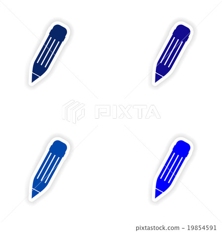 assembly realistic sticker design on paper pencil 19854591