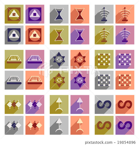 Set of flat icons with long shadow signs abstract - Stock Illustration ...