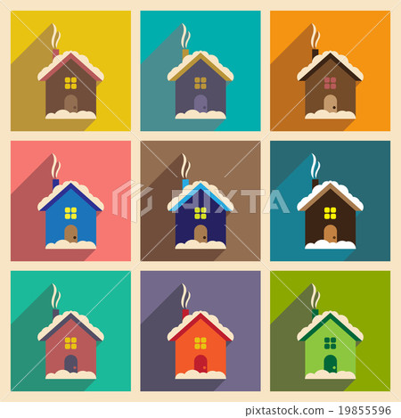 Set of flat icons with long shadow House under - Stock Illustration ...