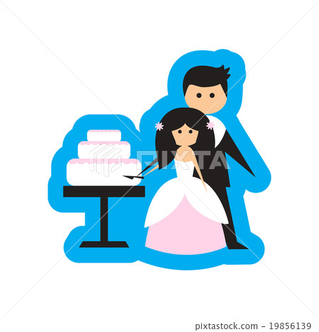 Flat web icon on white background Bride Groom Cake-插圖素材 [19856139 ...