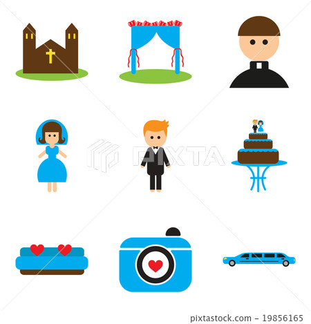 Set of flat web icons on white background wedding - Stock Illustration ...