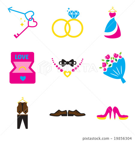 Set of flat web icons on white background wedding - Stock Illustration ...