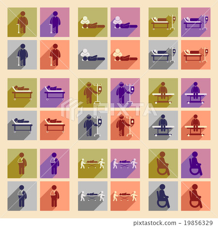 Modern flat icons collection with long shadow - Stock Illustration ...
