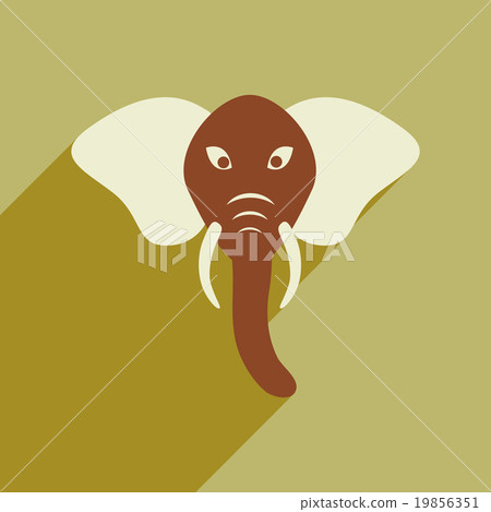 Modern flat icon with long shadow Indian elephant 19856351
