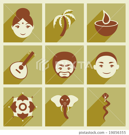 Modern flat icons collection with long shadow - Stock Illustration ...