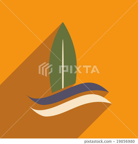 flat icon with long shadow surfing wave - Stock Illustration [19856980 ...