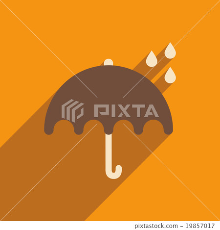 flat icon with long shadow umbrella rain - Stock Illustration [19857017 ...