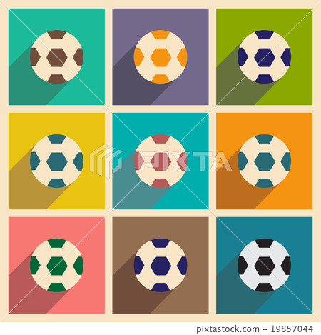 Set of flat icons with long shadow soccer ball - Stock Illustration ...