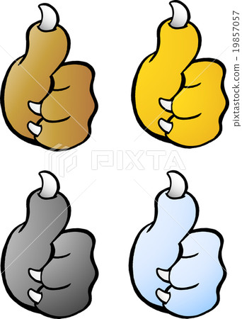 Set of four Animal Paw giving Thumb Up Set of four Animal Paw giving Thumb Up 19857057