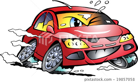 Red Sports Car Mascot racing in full speed 19857058