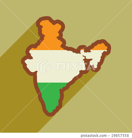Modern flat icon with long shadow map of India 19857358